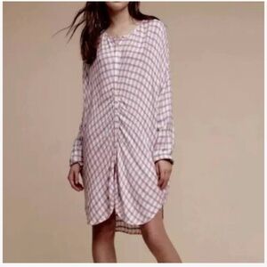 Anthropologie Saturday Sunday Pasture Plaid Button Down Oversized Tunic